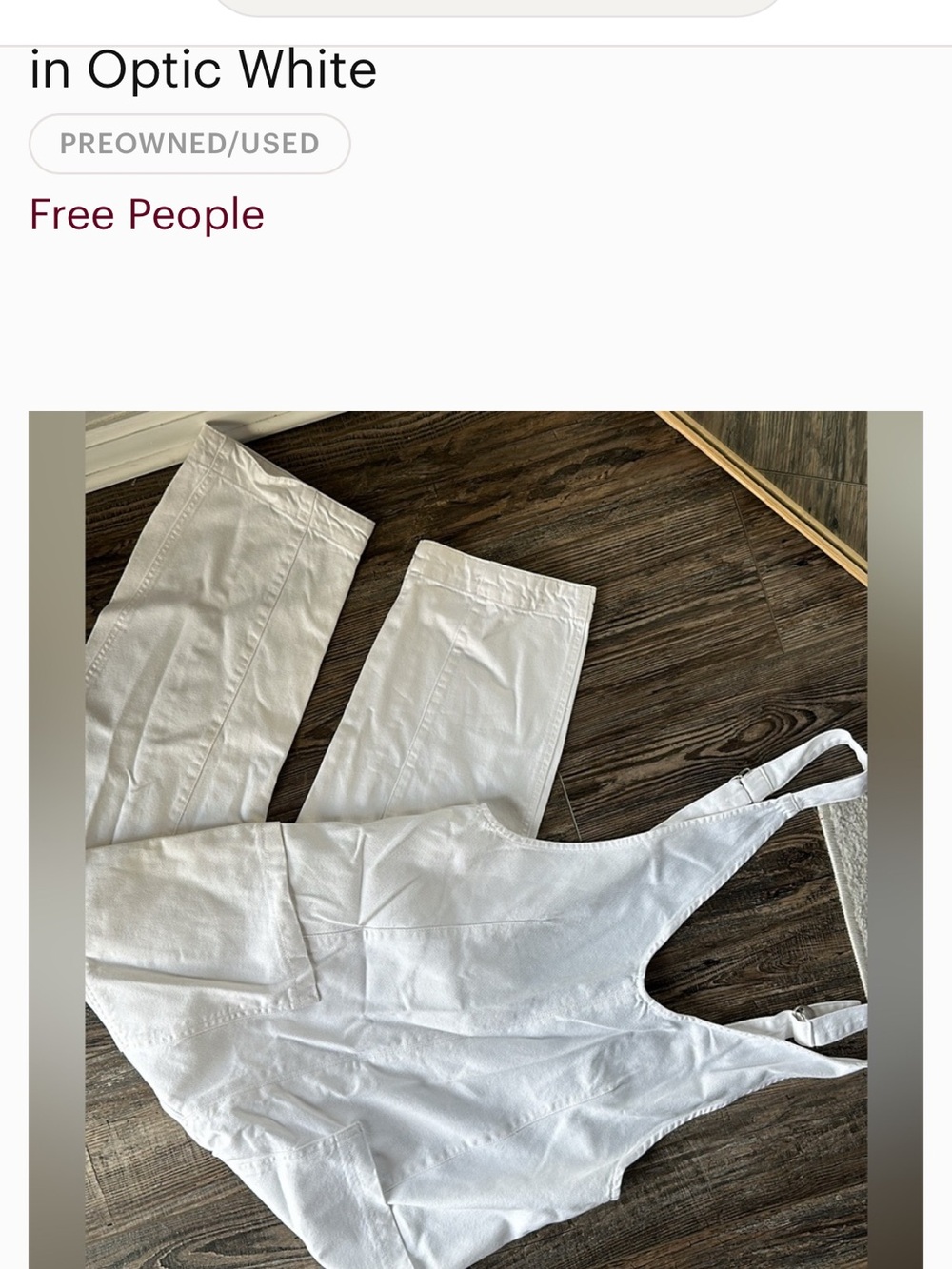 Free People Optic White Denim Overalls